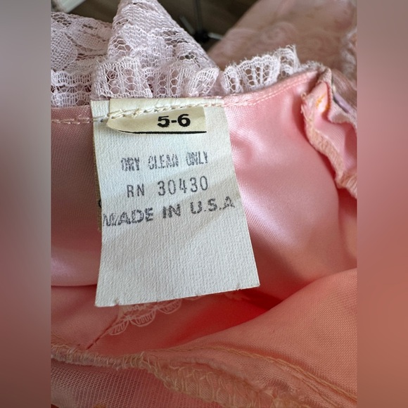 vintage 80s prom dress pink lace puffy bows tulle ball gown puff sleeves ILGWU - Picture 15 of 16